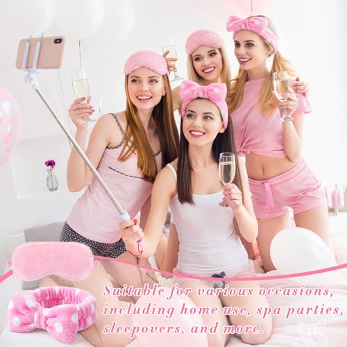 Pink and Dot Spa Sleepover Party Favors Set - 48 Pieces with Headbands & Eye Masks