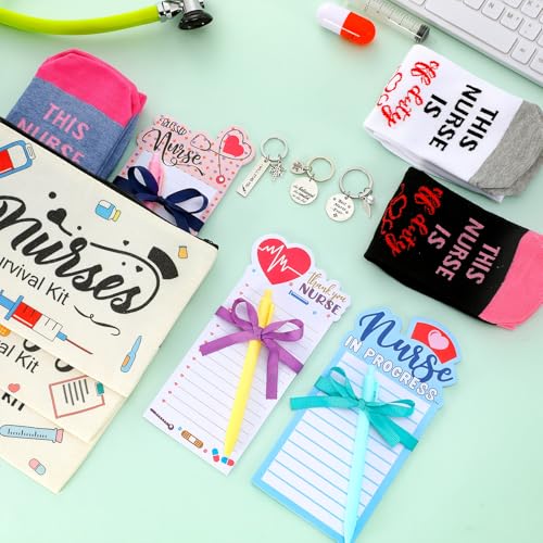 Nurse Appreciation Gift Set with Socks, Cosmetic Bags, Keychains & Notepads - Bulk 36 Pieces