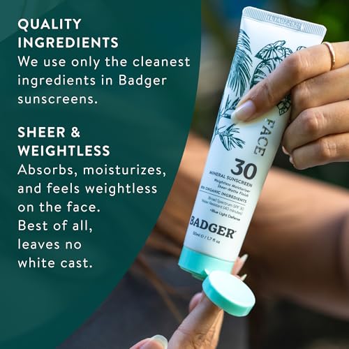 Badger Zinc Oxide Face Sunscreen SPF 30 - Organic, No White Cast, 1.7 Fl Oz - Variation of SPF 30