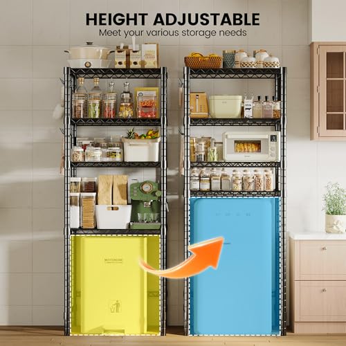Homeiju 4-Tier Mini Fridge & Microwave Stand Adjustable Heavy Duty Metal Shelves