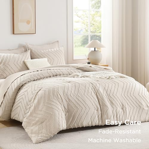 Andency Oversized King Comforter Set 120x98 Beige - Extra Large Bedding
