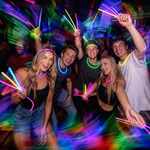 Halloween Glow Stick Necklaces Bulk 22 Inch, 5 Colors, 200 Pack