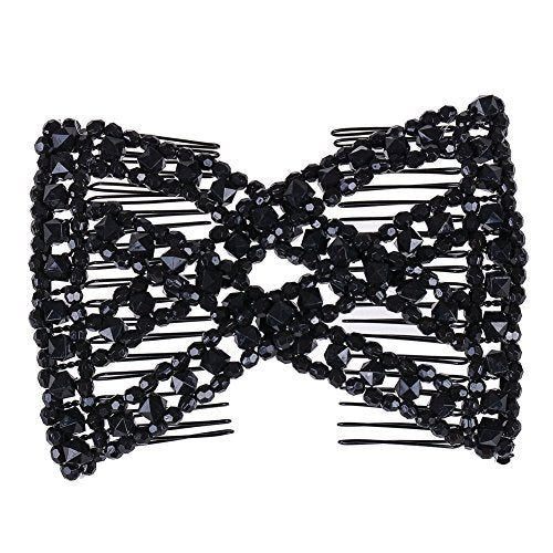 Stretch Beaded Hair Combs Set - Assorted Colors and Designs, 10 Pcs