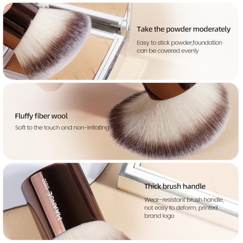 MAANGE 8 Pcs Makeup Brushes with Bag, Double-End Multi-functional Makeup Brushes for Blending Liquid Powder Concealer Cream Blush (Coffee Brown)