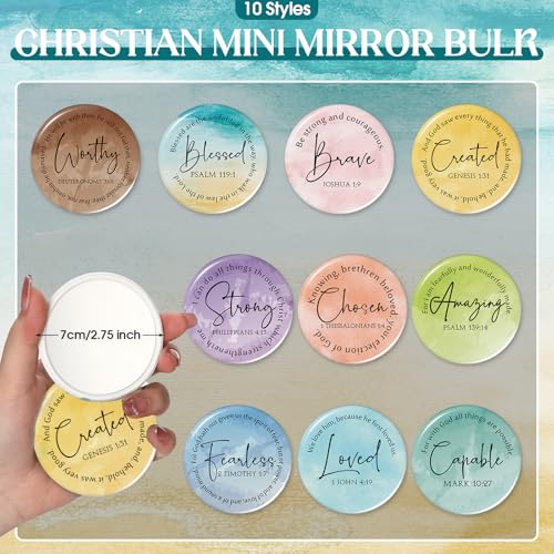 Bright Christian Gifts Women Makeup Bag Set with Bible Verse Compact Mirrors - Bible Variation