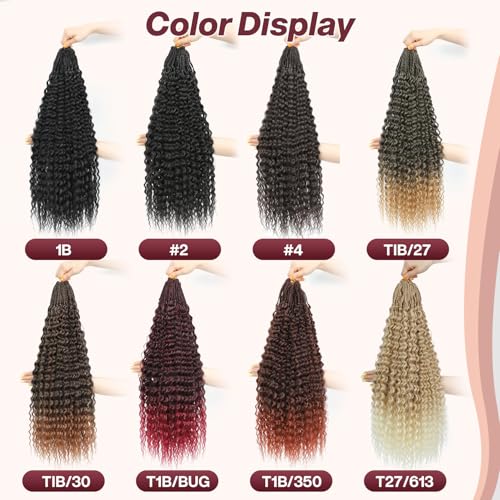 Deep Wave Crochet Hair 24 Inch 7 Packs Mermaid Box Braids for Black Women - Water Wave Synthetic Hair, Goddess Braid Style, Variations of 24 Inch (7 Packs) / 1B