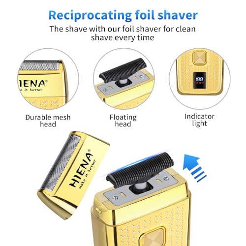 HIENA PRO Professional Hair Clipper Set for Men, Foil Shaver & Men's Facial Grooming Tool, Rechargeable Barber Clippers Set and Trimmer Kit, Cordless Electric Beard, Nose Trimmer