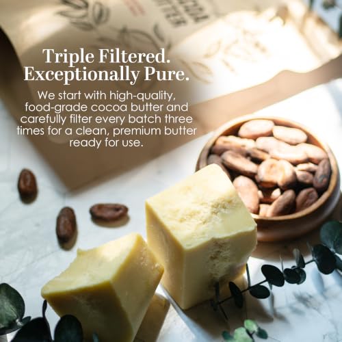 Raw Cocoa Butter Block - 8 oz Unrefined Natural Skin Moisturizer - Pack of 1