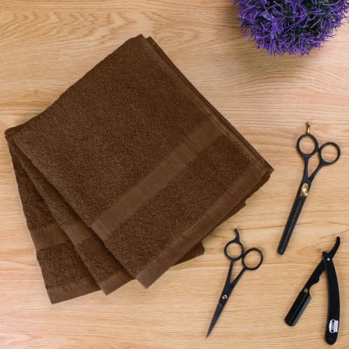 Salon Towels Pack of 24 - 16x27 Inch 100% Cotton Dark Brown - Professional & Home Use
