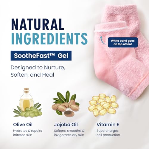 Dr. Frederick's Original Moisturizing Fuzzy Heel Socks for Dry Cracked Heels Treatment - Infused with Olive Oil, Jojoba Oil and Vitamin E - 2 Pairs - Self Care Gifts for Women & Men - Variety Pack
