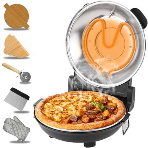 ECUMFFY 12-Inch Electric Indoor Countertop Pizza Oven Black