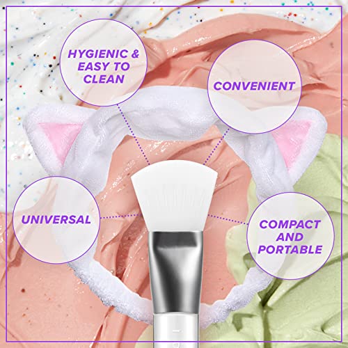 I DEW CARE Mini Scoops Wash Off Face Mask Skin Care Trio + White Cat Spa and Makeup Headband + Soft Silicone Face Mask Brush Bundle