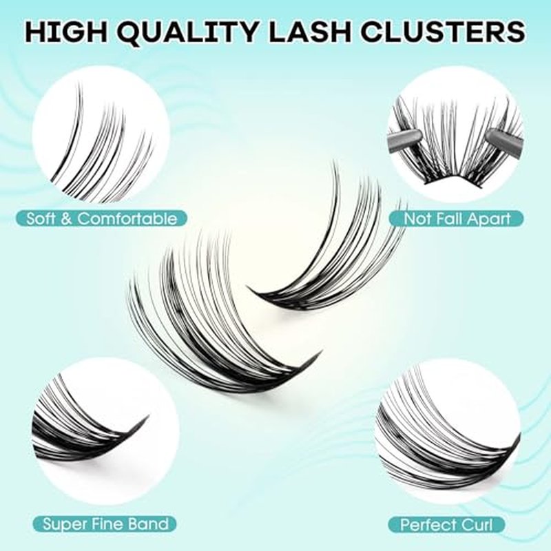 GEMERRY Lash Extension Kit 30D+40D Lash Clusters 10-18mm Individual Lashes Clusters Waterproof Lash Bond and Seal Remover Tweezers Brush