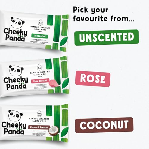 The Cheeky Panda Rose Scented Face Cleansing Wipes 25 Pack of 24 | Biodegradable & Flushable Makeup Remover