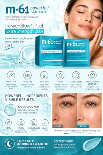 PowerGlow Peel Extra Strength 20% Glycolic Acid - 20 Count Exfoliating Pads