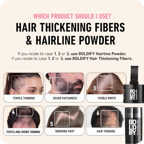Boldify Hair Fibers for Thinning Hair - Dark Brown, 28g - Instant Volume & Concealer