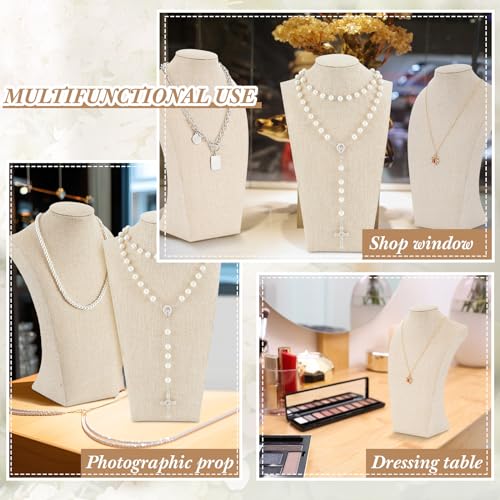 Kigley 9 Pcs Linen Jewelry Necklace Display Busts - 11.4 x 6.9 Inch Set