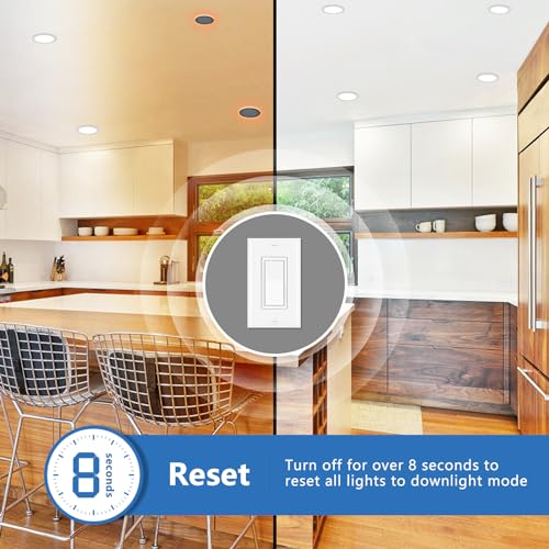 White 8 Inch LED Recessed Lights Set of 6 with Night Light Mode - CycevSun
