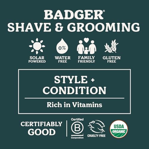 Badger Mustache Wax, Medium Hold, Light Masculine Scent, Easy to Apply, Certified Organic Versatile Moustache & Beard Wax, .75 oz Tin
