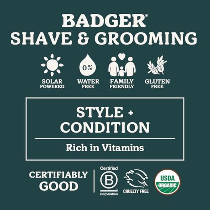 Badger Mustache Wax, Medium Hold, Light Masculine Scent, Easy to Apply, Certified Organic Versatile Moustache & Beard Wax, .75 oz Tin, 2-Pack