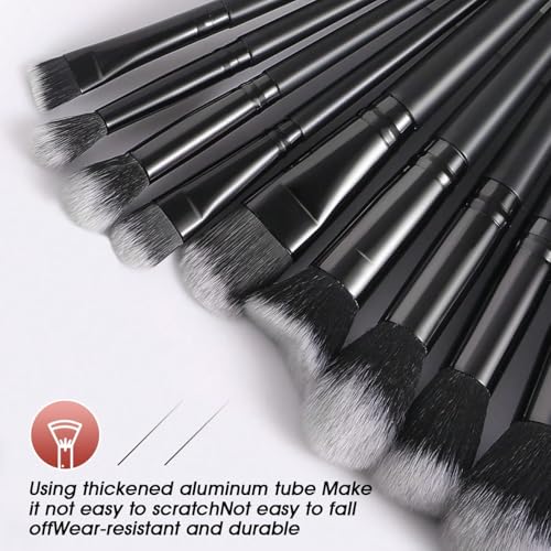 Black Makeup Brush Set 40Pcs Professional Cosmetic Tools with Case - Variation: 92K
