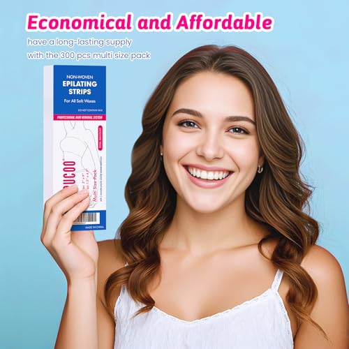 Salon Quality Non-woven Wax Strips for Body and Facial Hair Removal Multi Size Pack (300)