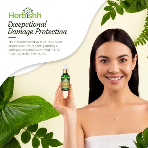 Herbishh Moroccan Argan Hair Oil Serum 1 Fl Oz Pack of 3 - Frizz Control & Heat Protectant