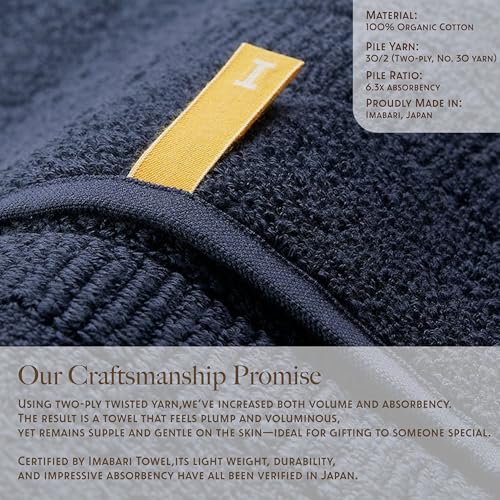 Navy 100% Organic Cotton Wash Cloth Set of 4 – Slow-Made in Japan, IKEUCHI ORGANIC