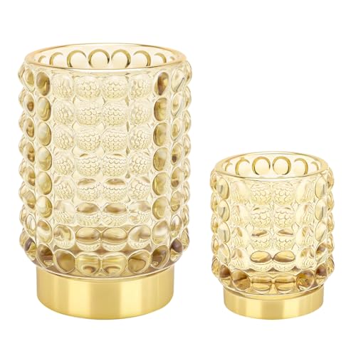 DASITON Makeup Brush Holder Organizer - S+L Yellow Glass Cosmetic Storage