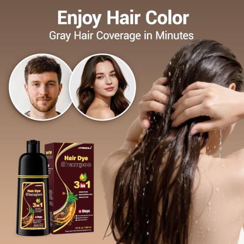 IIIMEIDU Dark Brown Hair Dye Shampoo 3-in-1 for Women & Men - Gray Hair Coverage