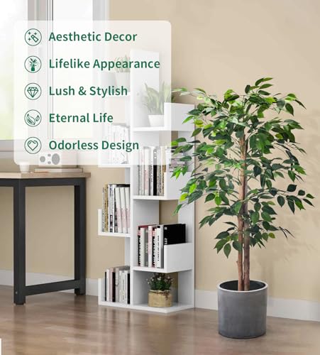 2-Pack 4FT Artificial Ficus Trees - Realistic Leaves & Natural Trunk for Indoor & Outdoor Decor