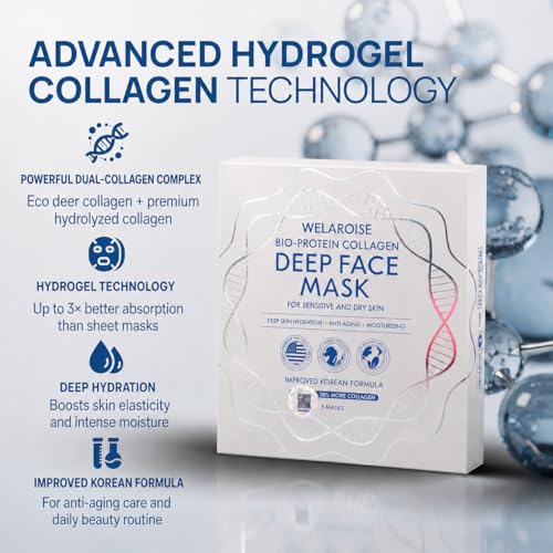 Welaroise Collagen Hydrogel Mask 5 Pack - Deep Hydration Korean Skin Care