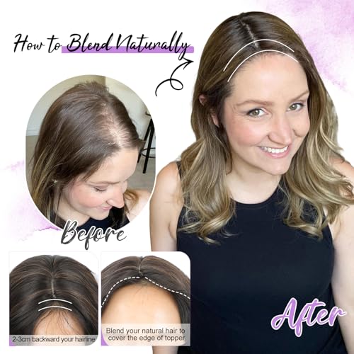 18 Inch Dark Brown Synthetic Hair Topper for Women, Volume & Coverage