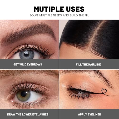 Pudaier 2 Pack 2 Fine Tip Eyebrow Pen, Waterproof Filling Faux Brow Makeup Pencils for Women with Precise Curved Brush-Tip to Fast Create Natural Hair-Like Brows, Last All-Day (Natural Brown)