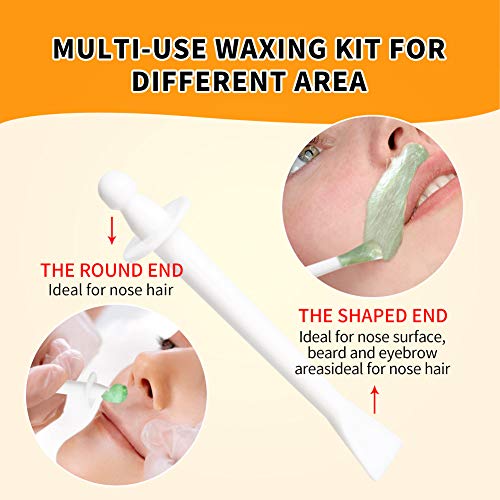 Nose Hair Removal - Wax Kit for Men and Women with 50g, 20 Applicators, 10 Pods, 1 Measuring Cup, 8 Moustache Stencils
