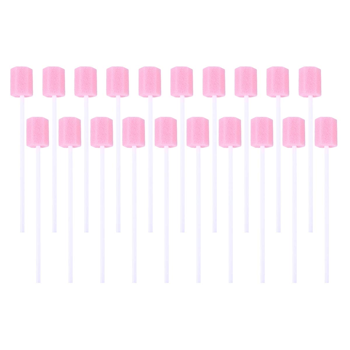 Healifty 200Pcs Oral Swabs Disposable Mouth Swabs Sponge- Tooth Cleaning Sponge Swab for Oral Care, Pink