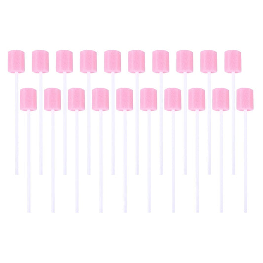 Healifty 200Pcs Oral Swabs Disposable Mouth Swabs Sponge- Tooth Cleaning Sponge Swab for Oral Care, Pink