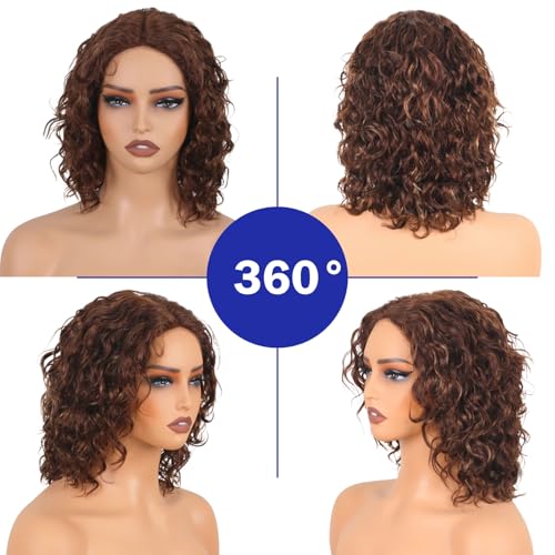 12 Inch Ombre Wet and Wavy Human Hair Lace Front Wig FS4/27 - T Part Variation