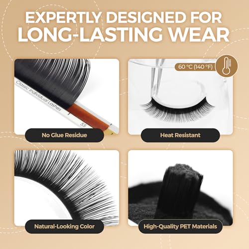 LASHVIEW Faux Eyelash Extensions Volume Fan for Professional Salon UseThickness 0.05mm Soft C Curl Length 8-15mm mixed Semi-Permanent Individual Silk Lashes