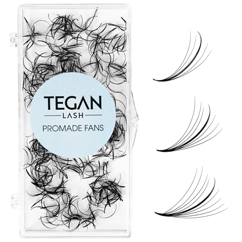 TEGAN LASH 500 Wispy Premade Fans Eyelash Extensions, Handmade Volume Lashes, From 5D-9D, 0.05/0.07 Thickness, C/CC/D Curl, 9-15mm Length, Thin Base, Soft, Long-Lasting, Easy to Apply (5D-0.07-C-11)