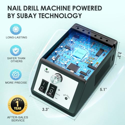 Professional Electric Nail Drill Machine Nail File Drill Set Kit for Acrylic Nails, Gel Nail, Nail Art Polisher Sets(Black)
