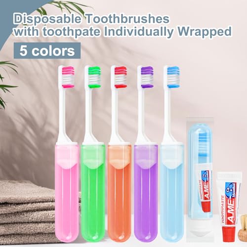 50 Travel Disposable Toothbrush and 3g Toothpaste Set - Foldable & Portable
