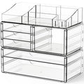 Yieach 6-Drawer Clear Makeup Organizer for Vanity and Counter - Stackable Cosmetic Storage