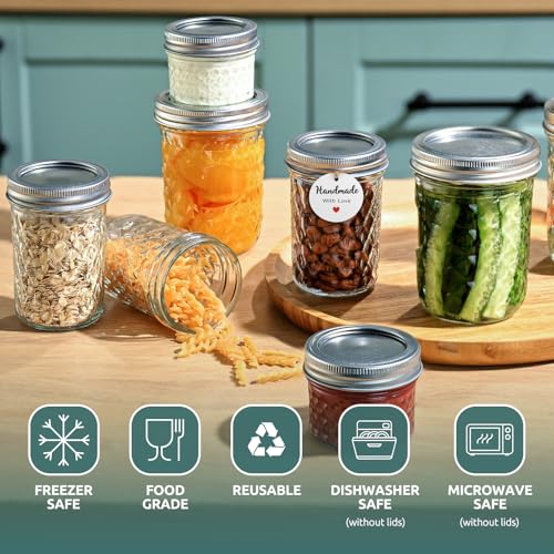 Mini Mason Jars 4 oz - 24 Pack Small Glass Jars with Airtight Lids - Perfect for Storage & Crafts (Variation: 4OZ / 24)