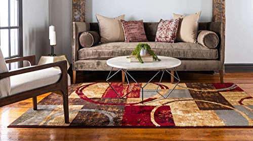 5'3 x 8' Area Rug - Modern Abstract Rustic Geometric Multi Beige