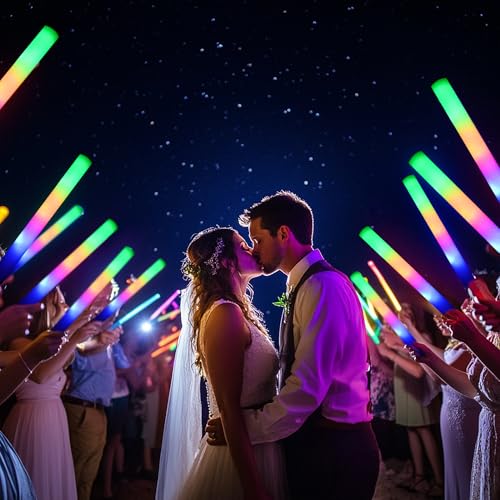204Pcs Foam Glow Sticks Bulk with 3 Modes Colorful Flashing for Weddings & Parties - Variation of THIS listing