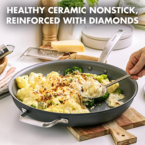 13-Inch Ceramic Nonstick Frying Pan with Helper Handle - GreenPan Chatham