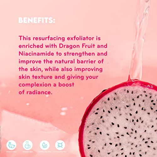 pürlisse Dragonfruit + Niacinamide Face Exfoliator - Brightening Skin Scrub for Radiance & Texture - Strengthens Barrier, Reduces Blemishes, Anti-Aging - 1.7 Fl oz