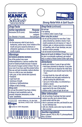 Kank-A SoftBrush Oral Pain Gel with Pen-Like Applicator - Maximum Strength, 0.21 Oz, Pack of 3