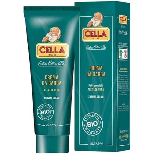 Cella Milano Organic Aloe Vera Shaving Cream ? 150?ml ? For Use With Shaving Brush ? Rich Protective Lather, Made in Italy